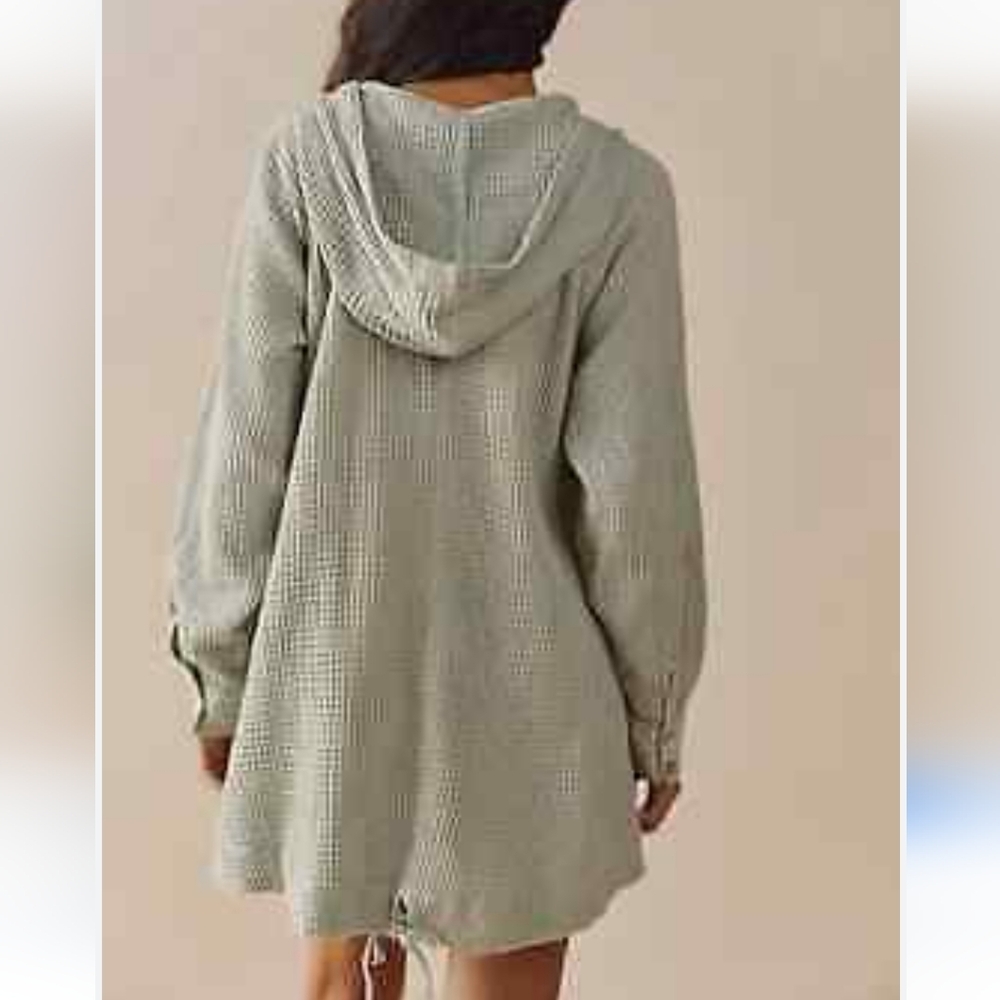 FREE PEOPLE Waffle Thermal CHILL MOOD Oversized Hoodie